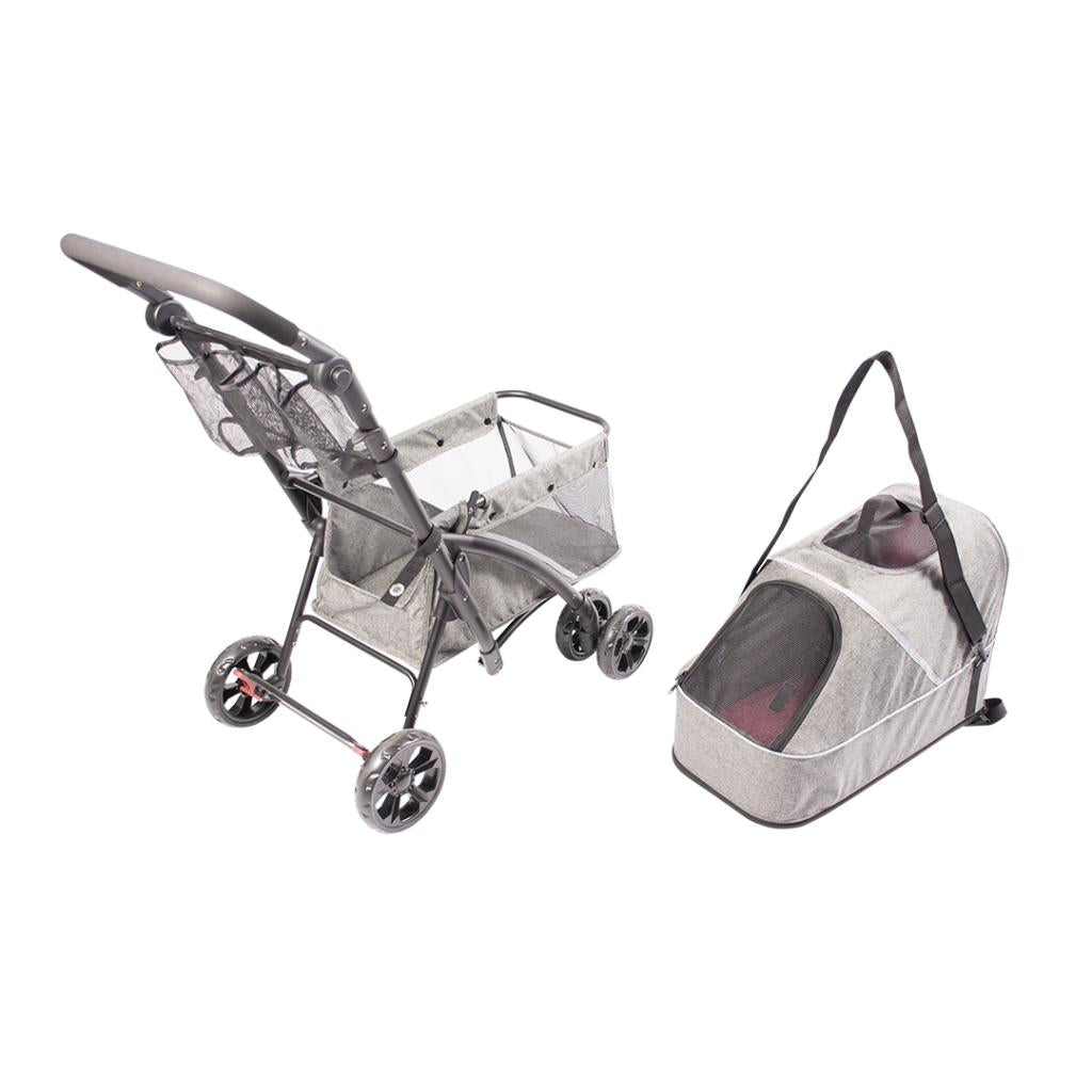 Duvo+ Deluxe Pet Buggy – 79x46x99cm, Max 15kg, Grey