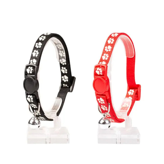 Duvo+ Cat Collar – Paws Pattern – Nylon – Mixed Colors – 20–30 cm x 10 mm