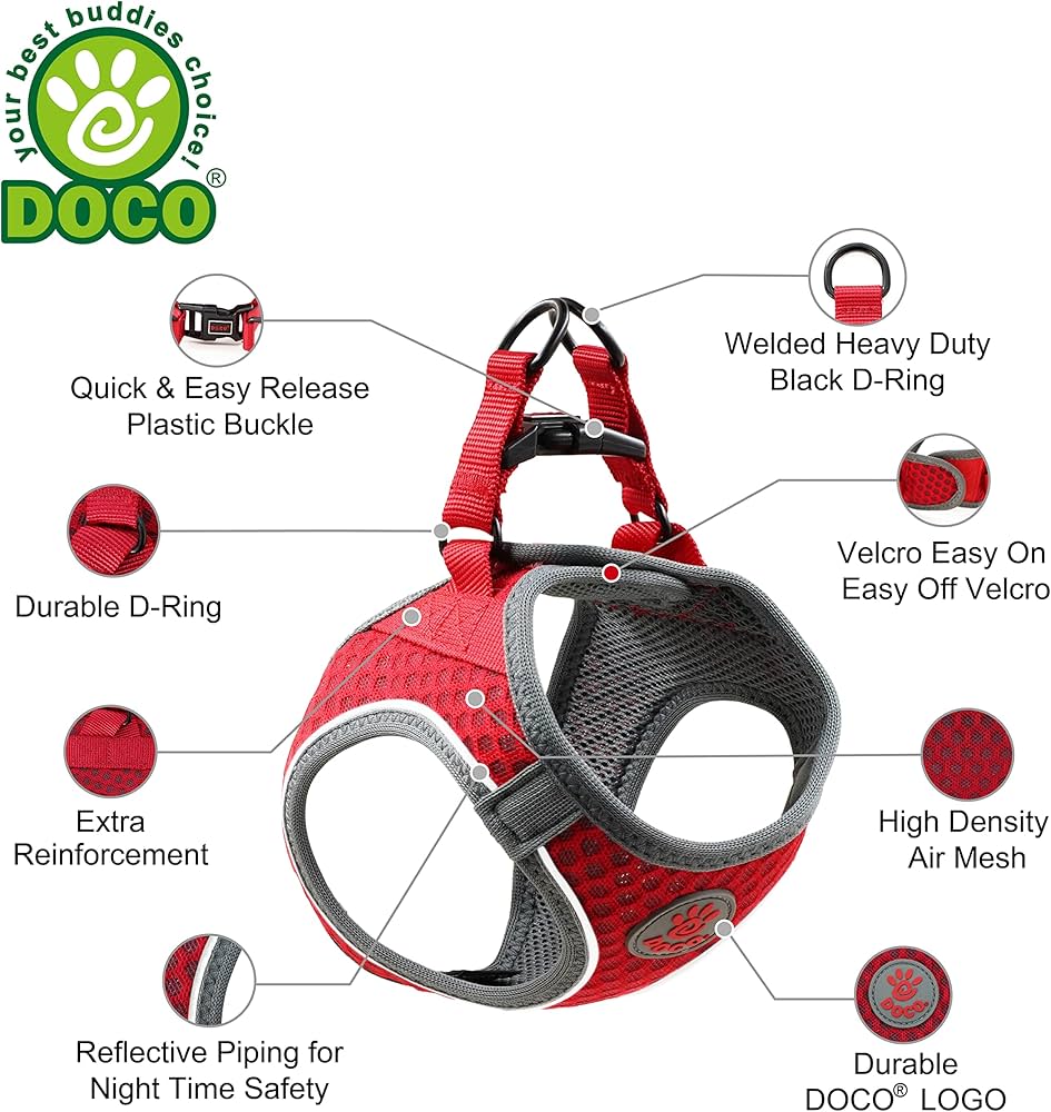 Doco Net Mesh Sport Dog Harness – Grey, Size M
