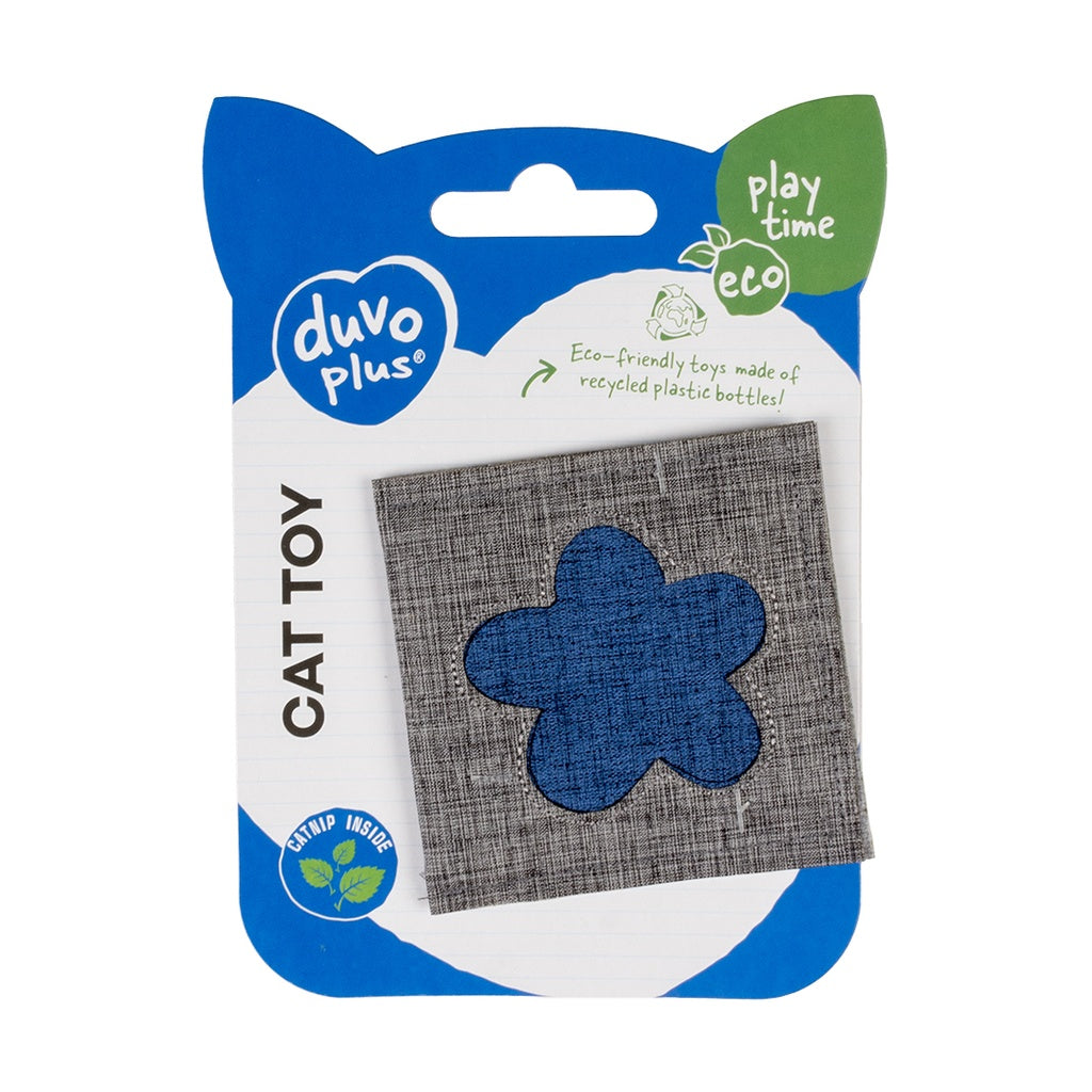 Duvo+ Eco Navy Catnip Toy Square – 8cm Blue/Grey