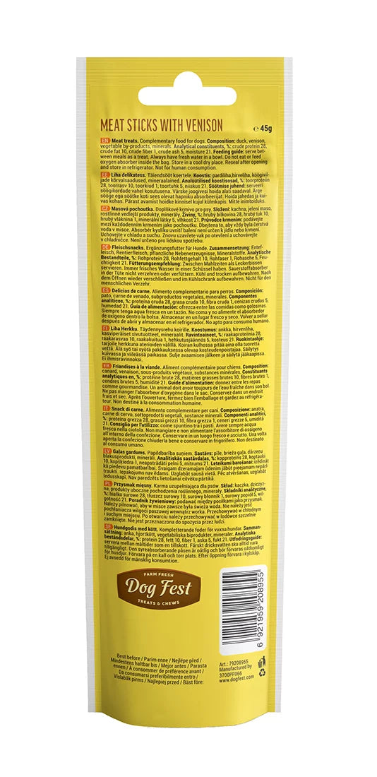 Dog Fest Meat Sticks with Venison for Adult Dogs – 45g