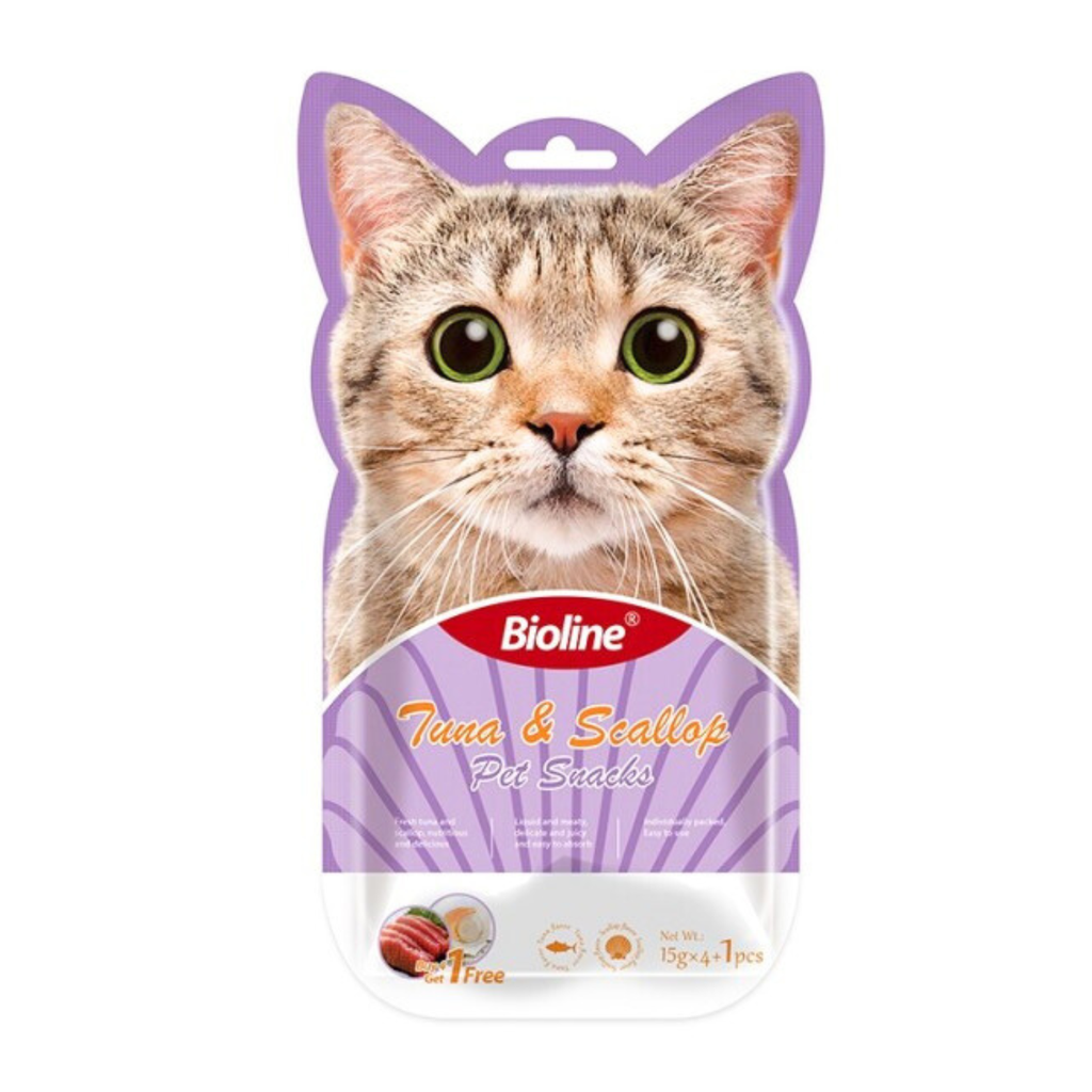 Bioline Cat Treats 5x15g Tuna & Scallop Bite-Sized Treats