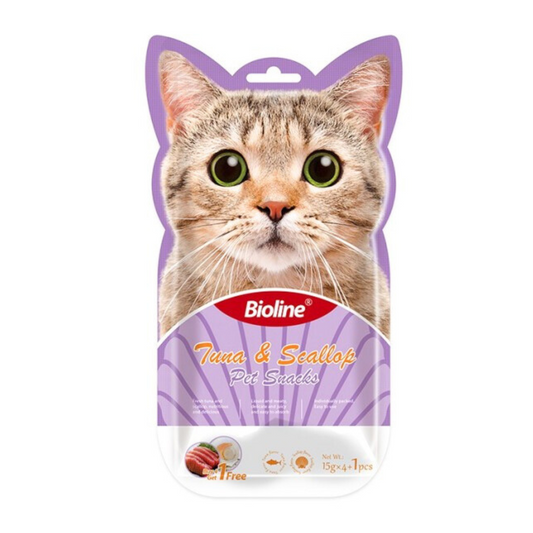 Bioline Cat Treats 5x15g Tuna & Scallop Bite-Sized Treats