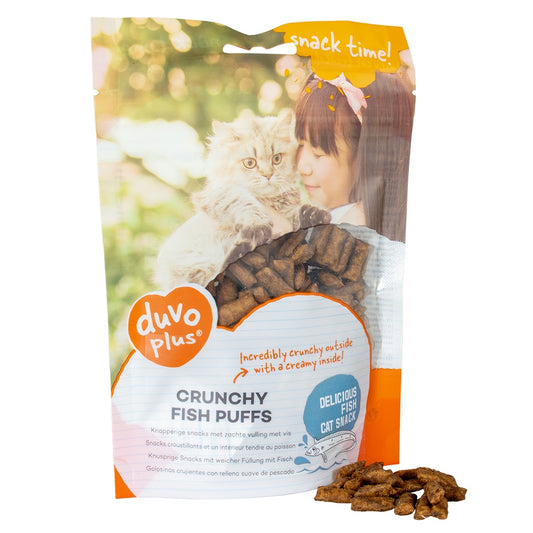 Duvo+ Crunchy Fish Puffs for Cats – 50g Omega-Rich Treats