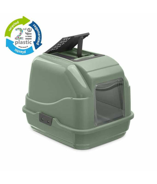 Imac Easy Cat Toilet 50x40x40cm – Sage Green, Eco-Friendly Plastic