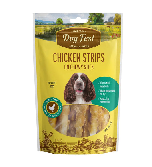 Dog Fest Chicken Strips on a Chewy Stick for Adult Dogs - 90g (3.17 oz)