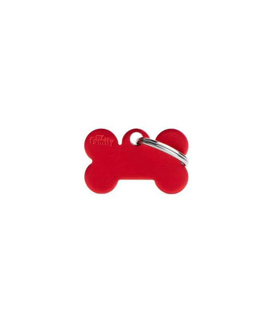My Family Pet ID Tag – Small Bone Aluminium Red