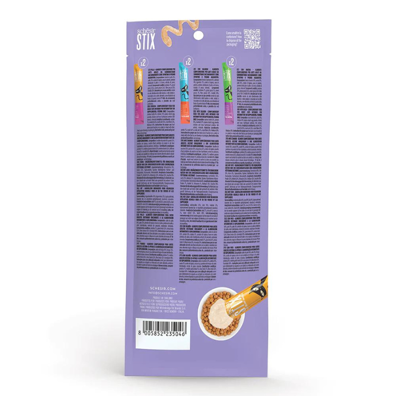 Schesir Cat Treat Stix Variety Pack Chicken, Duck, Salmon 6X15G