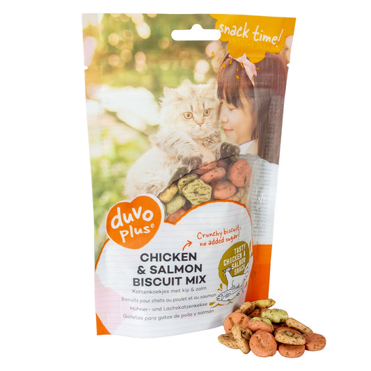 Duvo+ Chicken & Salmon Biscuit Mix for Cats – 50g Treat Bag