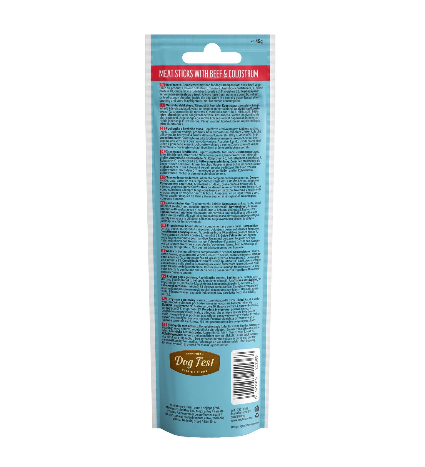 Dog Fest Beef Stick with Colostrum - 45g