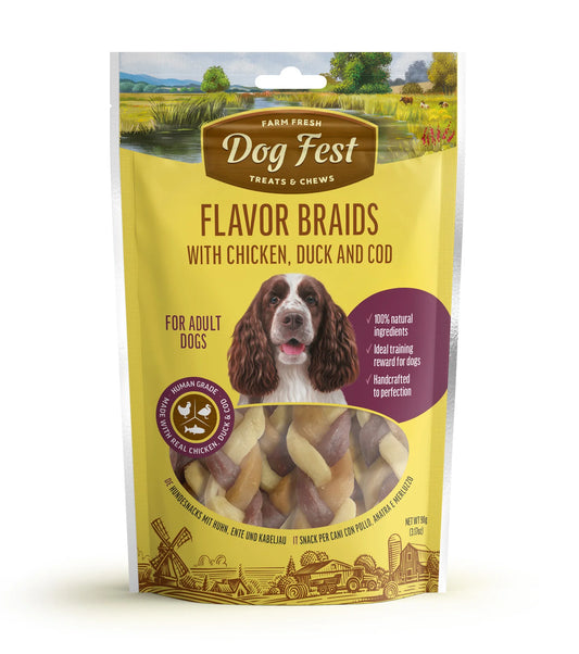 Dog Fest Flavor Braids with Chicken, Duck, and Fish - 90g