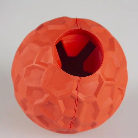 Duvo+ Rubber Hexagon Ball Dispenser Dog Toy – 6x6x6cm, Red