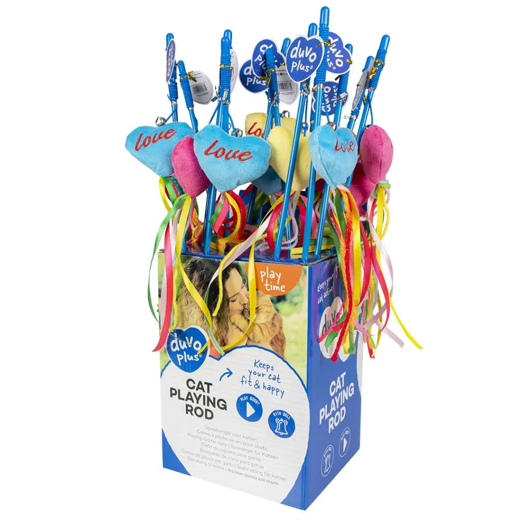 Duvo+ Playing Rod Love with Catnip – Mixed Colors, 53cm Cat Toy