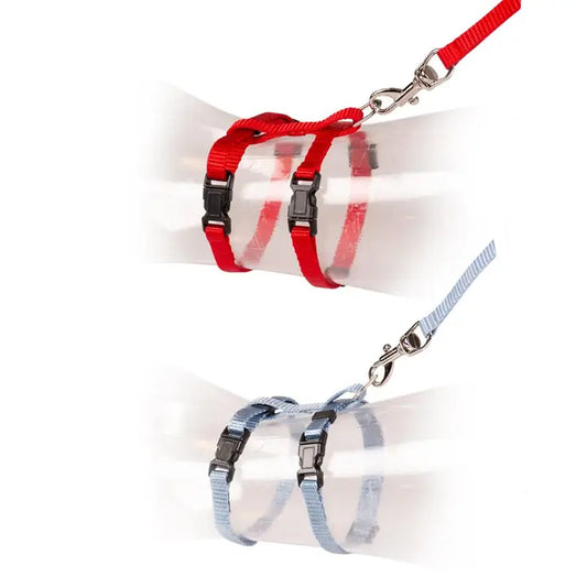Duvo+ Kitten Walking Set Uni Mixed Colors – Adjustable Cat Harness & Leash 15-25cm / 125cm / 8mm