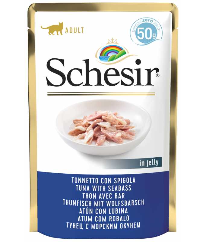 Schesir Cat Pouch Tuna with Seabass wet food 50G