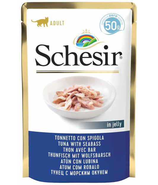 Schesir Cat Pouch Tuna with Seabass wet food 50G