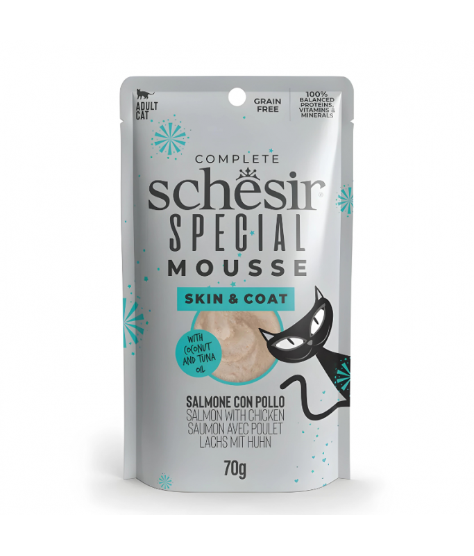 Schesir Cat Mousse Skin & Coat Salmon & Chicken 70G