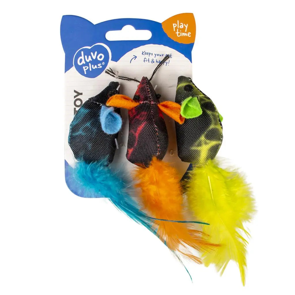 Duvo+ Flash Mice With Feathers – 3 pcs – 19 x 5.5 x 3 cm