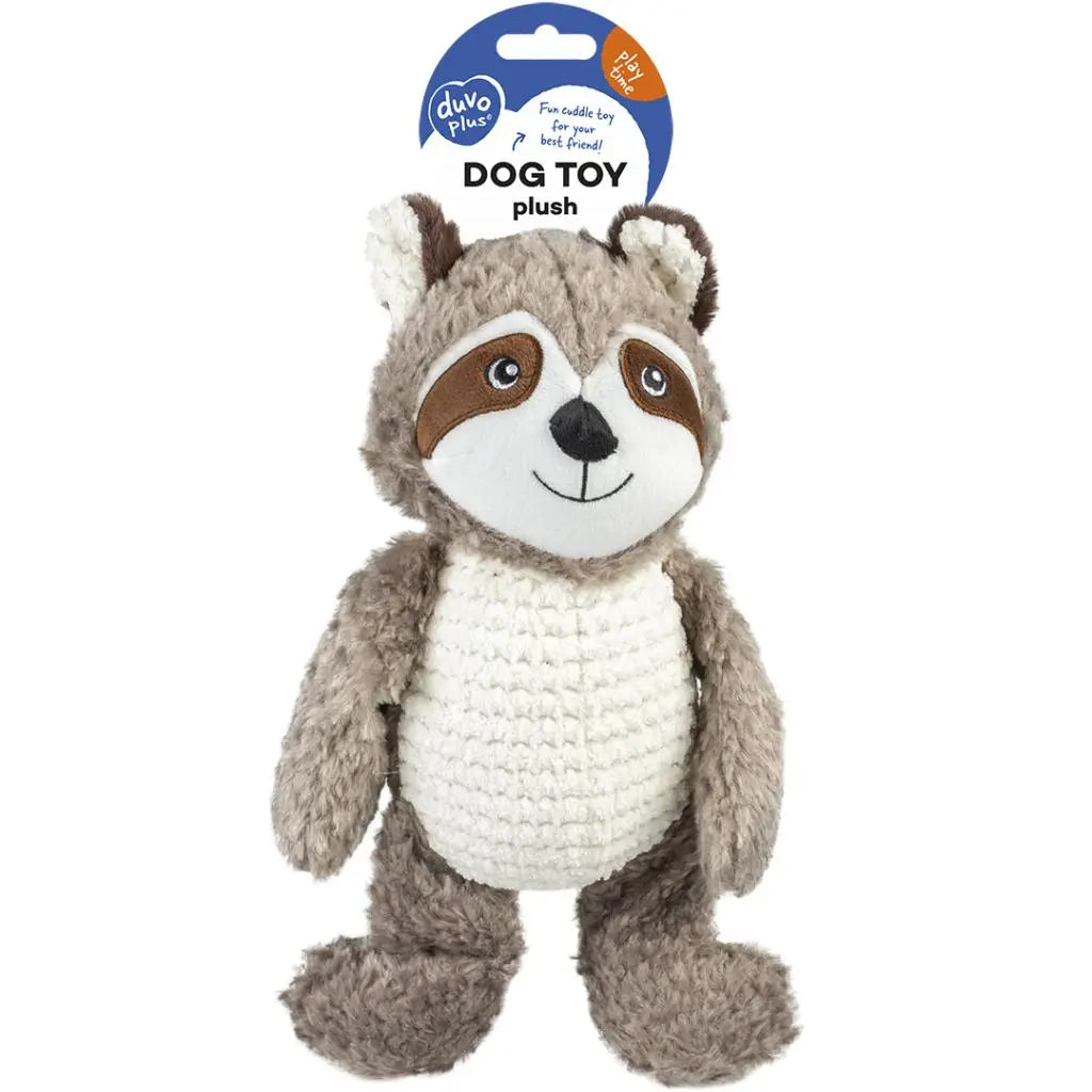 Duvo+ Plush Raccoon Tummy Dog Toy – Size M, 37x14x9cm, Multicolour