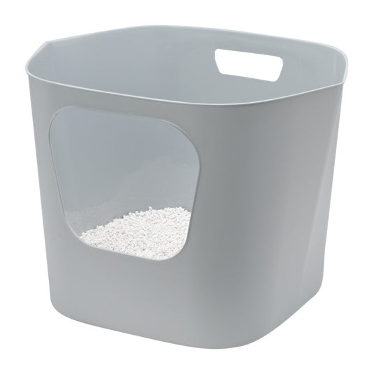 Moderna Lotus Cat Litter Box – Grey – 54.4 x 43.9 x 40.5 cm – Covered Litter Tray with Filter