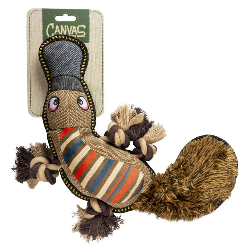 Duvo+ Canvas Duckbill Dog Toy – 34x21x6cm Brown Plush Chew