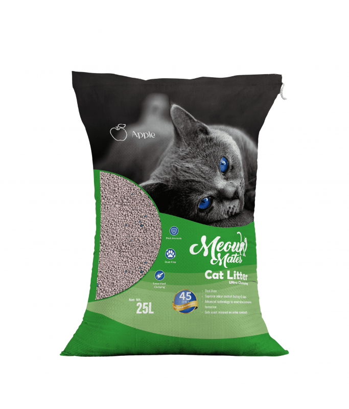 Meow Mates Bentonite Cat Litter – Apple Scent (25L / 20kg)