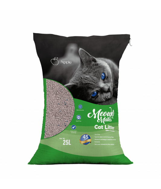 Meow Mates Bentonite Cat Litter – Apple Scent (25L / 20kg)