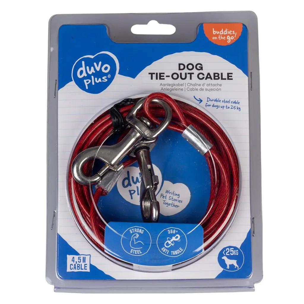 Duvo+ Dog Tie Out Cable Lightweight – Red – 4.5 m