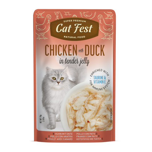 Cat Fest Chicken & Duck in Jelly – 70g Wet Cat Food for Adults