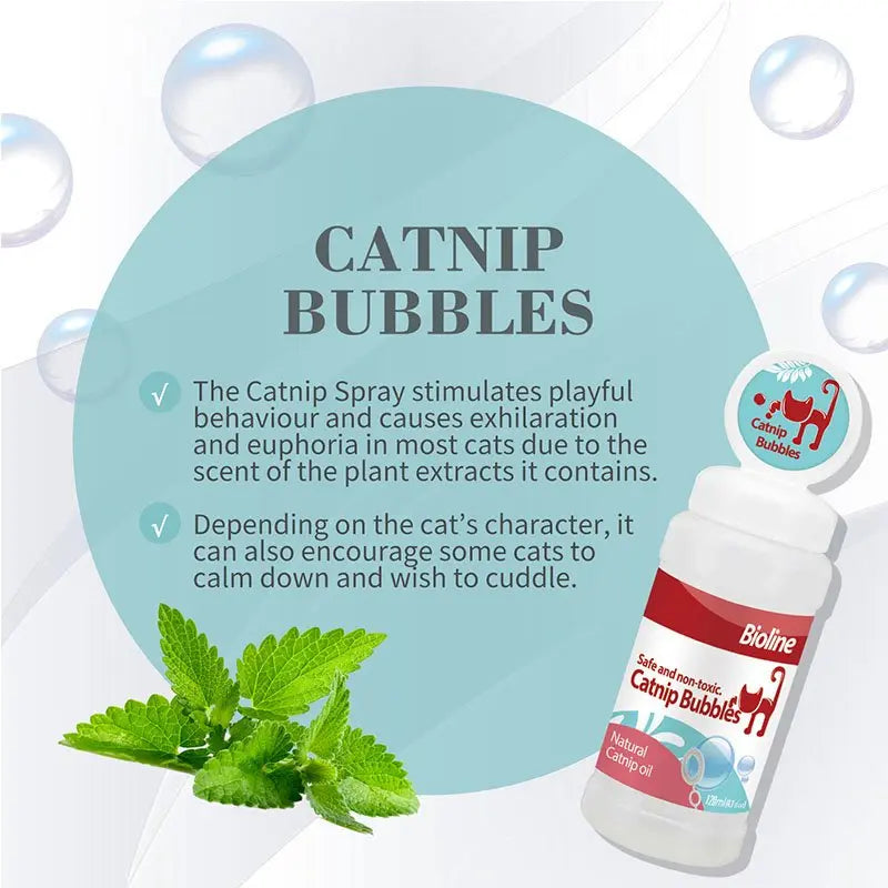 Bioline Catnip Oil Bubbles 120ml Cat Playtime Bubble Toy