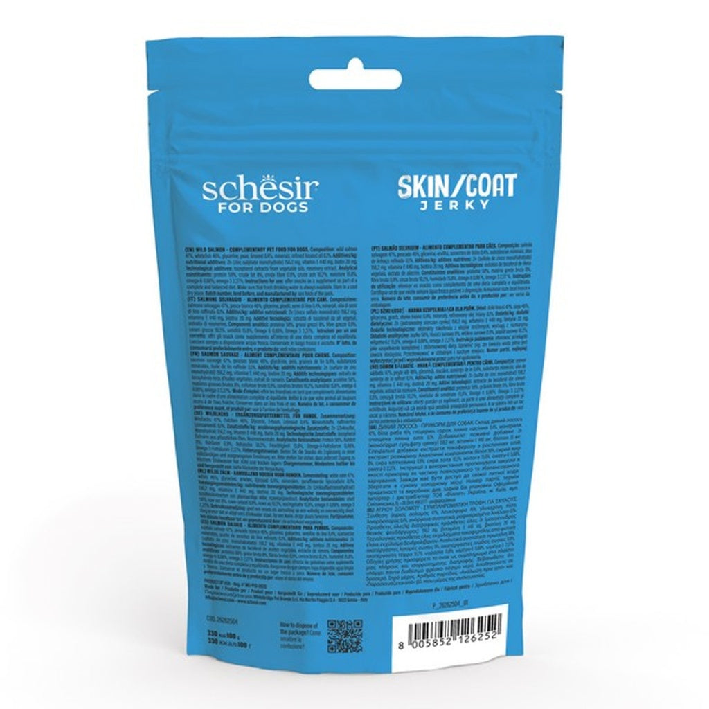 Schesir Dog Jerky Grain-Free Skin & Coat Salmon 115G