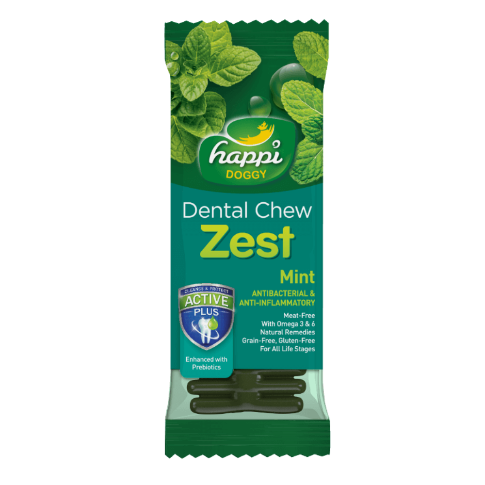 Happi Doggy Dental Chew Zest – Mint Flavor (4") Display Box of 50