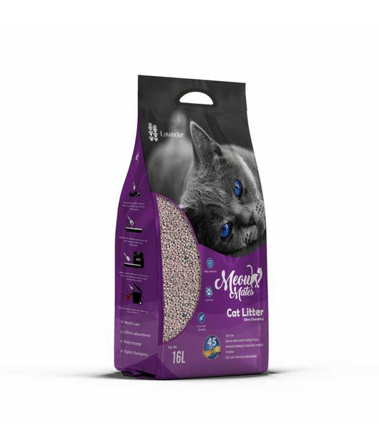 Meow Mates Bentonite Cat Litter – Lavender Scent (16L / 10kg)