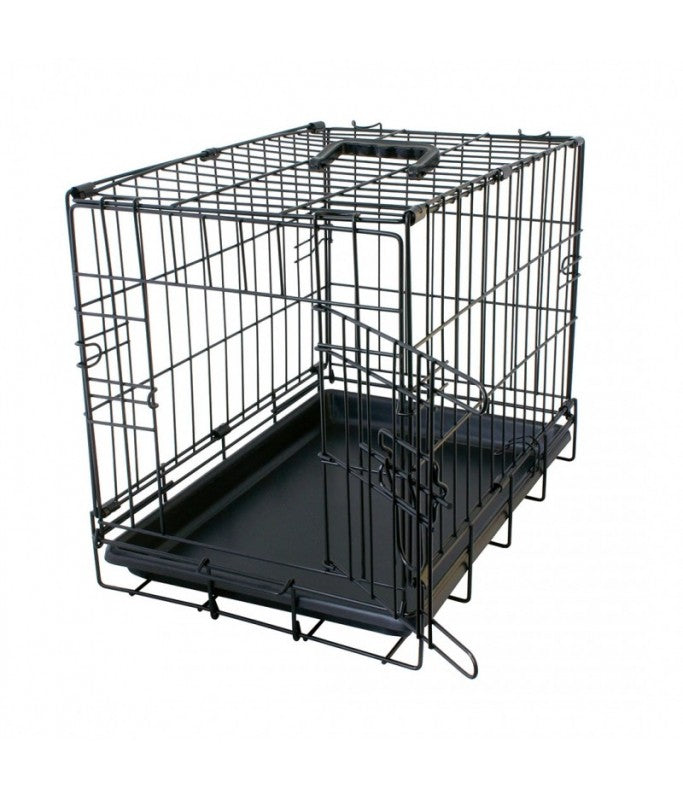 Duvo+ Dog Crate – 2 Doors – Plastic Tray – Black [Dimension - 76 x 48 x 54cm]
