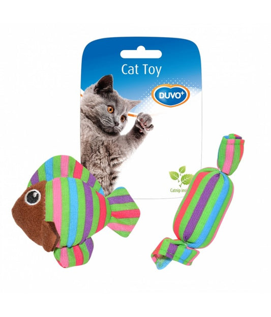 Duvo+ Assortment Fish and Candy – Mixed Colors – Cat Toy – 8.5 x 8 x 2.8 cm