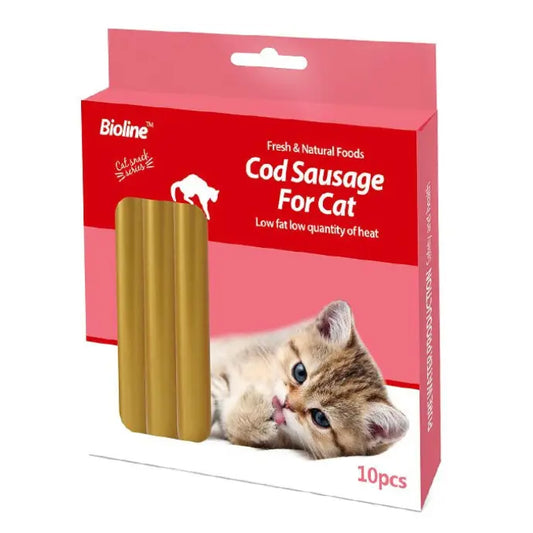 Bioline Cod Sausage for Cats 10pcs Soft Chew Treat Pack