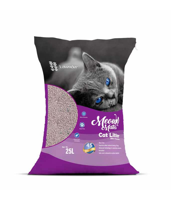 Meow Mates Bentonite Cat Litter – Lavender Scent (25L / 20kg)