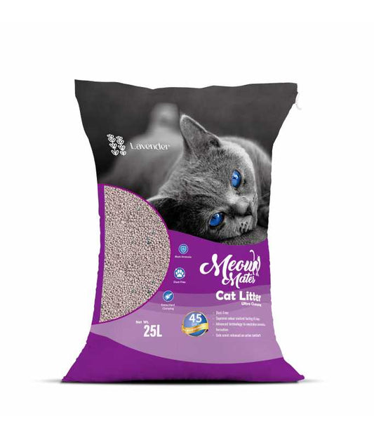 Meow Mates Bentonite Cat Litter – Lavender Scent (25L / 20kg)
