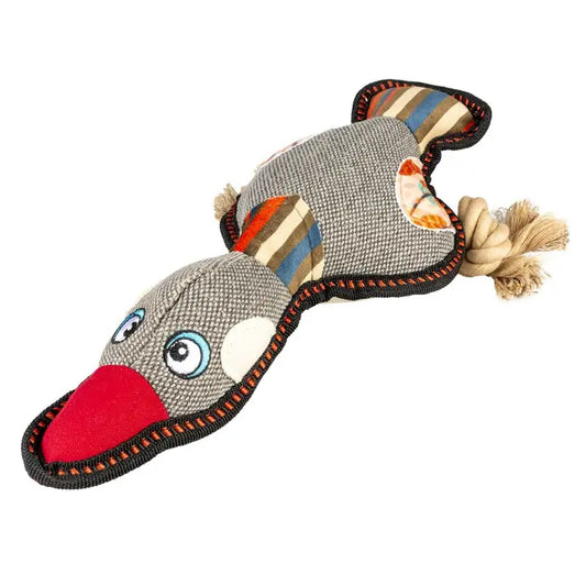 Duvo+ Canvas Duck Dog Toy – 33x13x6cm Grey Durable Chew