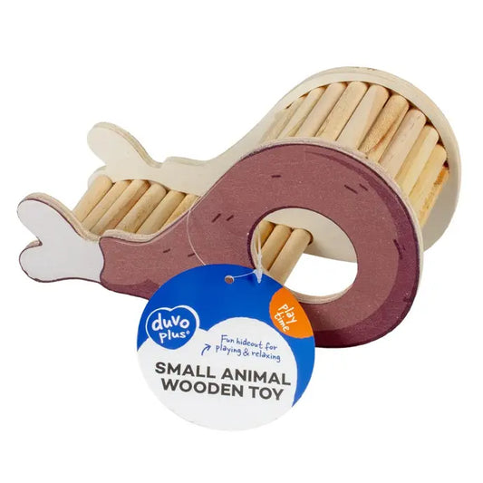 Duvo+ Wooden Drumstick Playhouse for Small Animals – 20x7.8x10.5cm