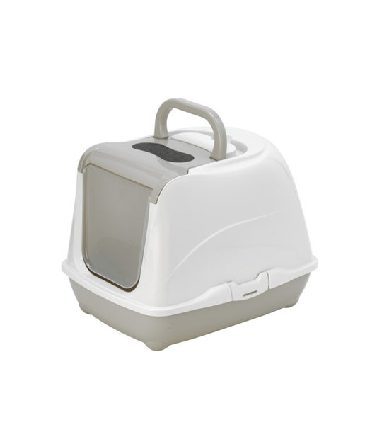 Moderna Flip Cat Litter Box – Grey – Size L – Stylish Hooded Cat Toilet with Swing Door