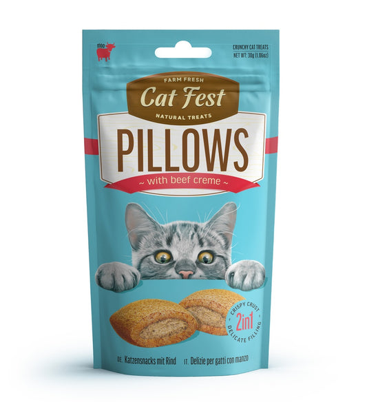 Cat Fest Pillows with Beef Cream – 30g Crunchy Cat Treats