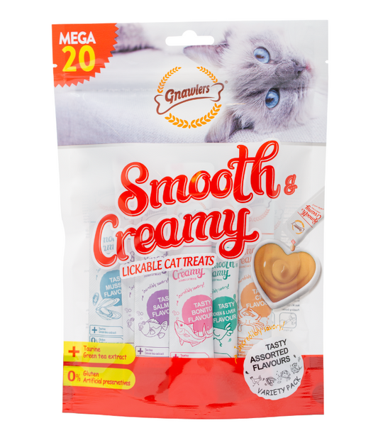 Gnawlers Smooth & Creamy Cat Treats – Mixed Flavors (20x15g)