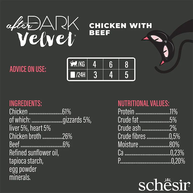 Schesir Velvet Mousse Chicken & Beef Wet Cat food 80G