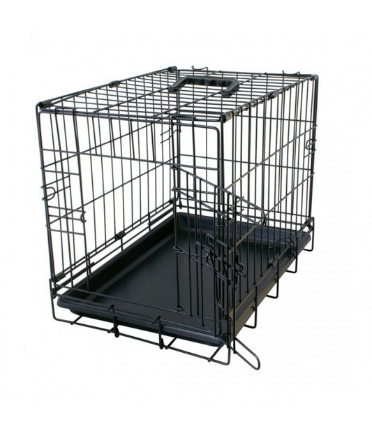 Duvo+ Dog Crate – 2 Doors – Plastic Tray – Black [Dimension - 76 x 48 x 54cm]