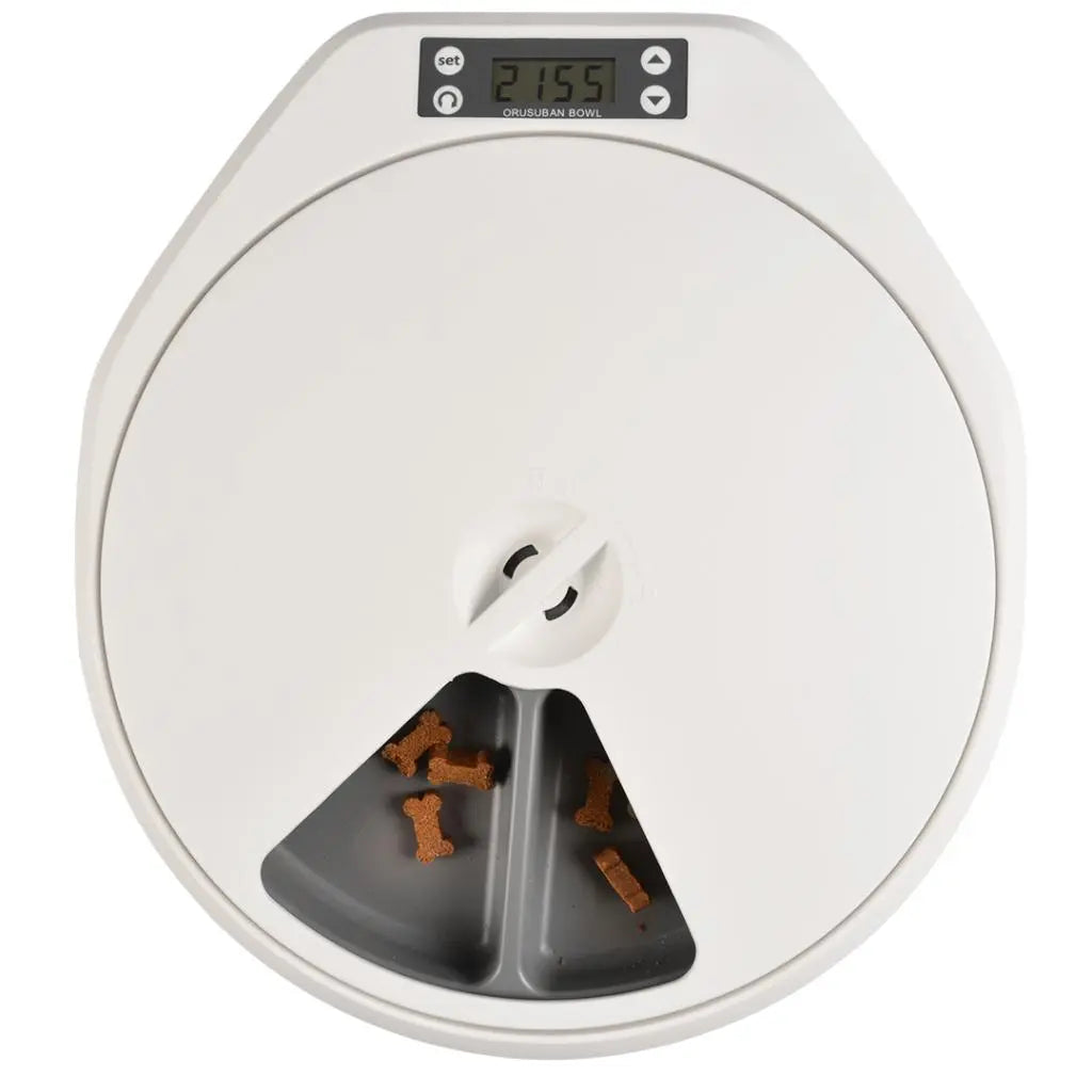Duvo+ Automatic Pet Feeder – 5 Meal Dispenser, White/Grey 33x36x6cm