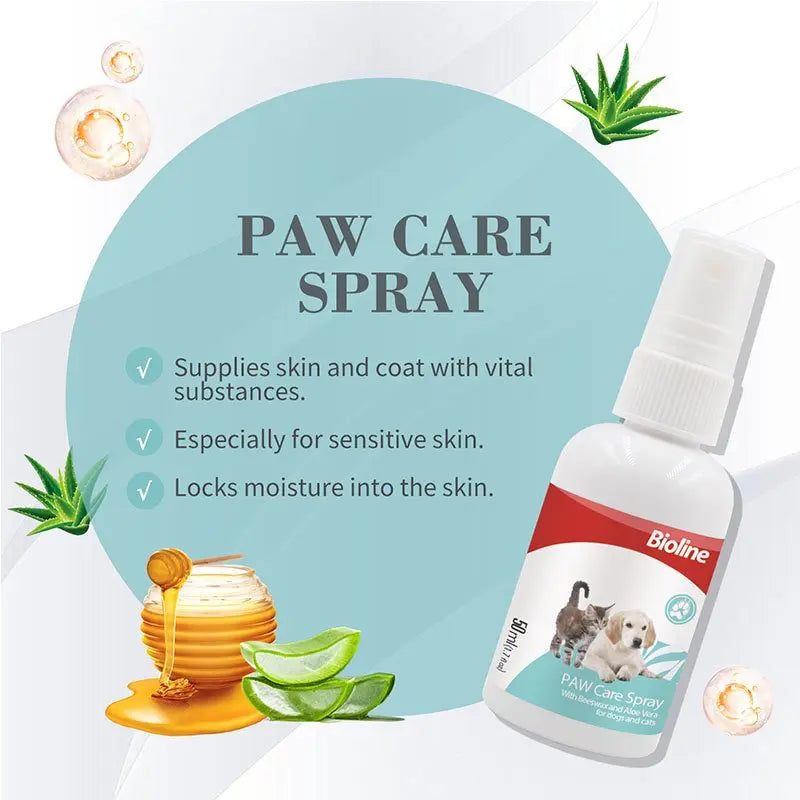 Bioline Paw Care Spray 50ml Quick-Absorb Moisturizer for Pet Paws