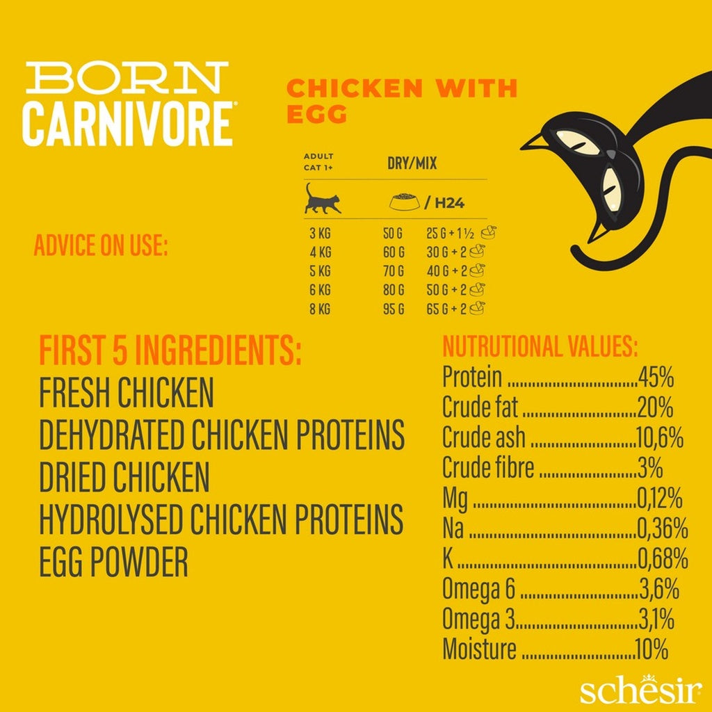 Schesir Born Carnivore Chicken & Egg Dry cat food 1.25kg
