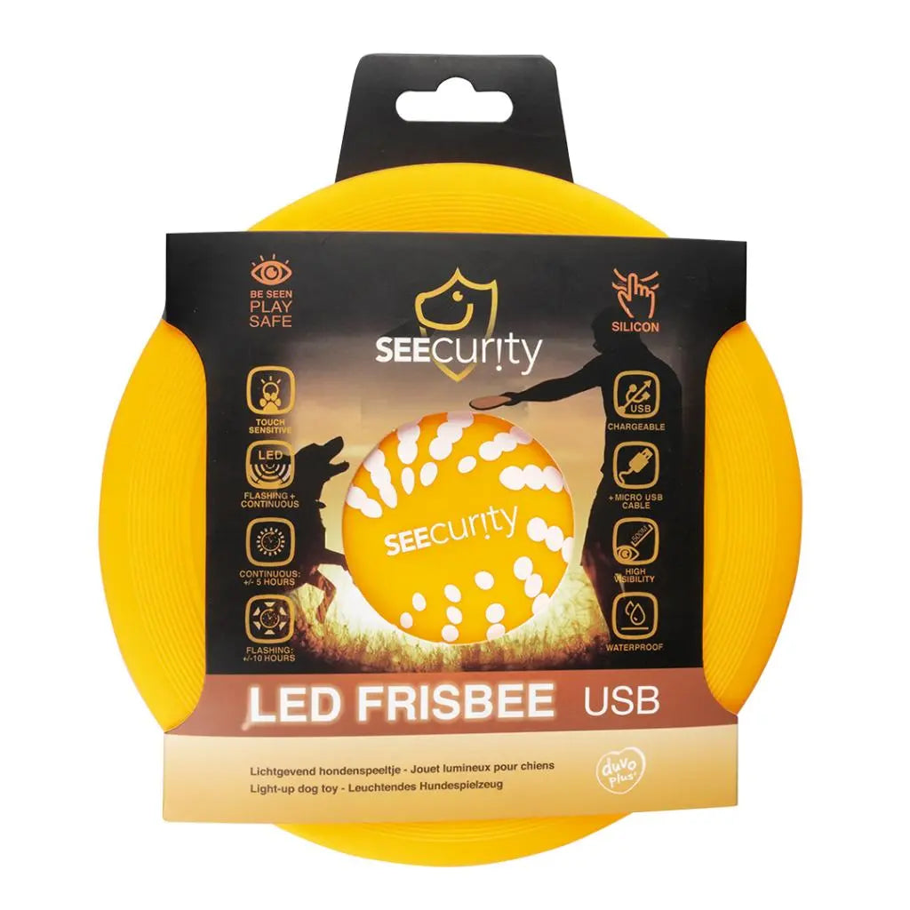 Duvo+ USB LED Frisbee Dog Toy – 20cm Orange