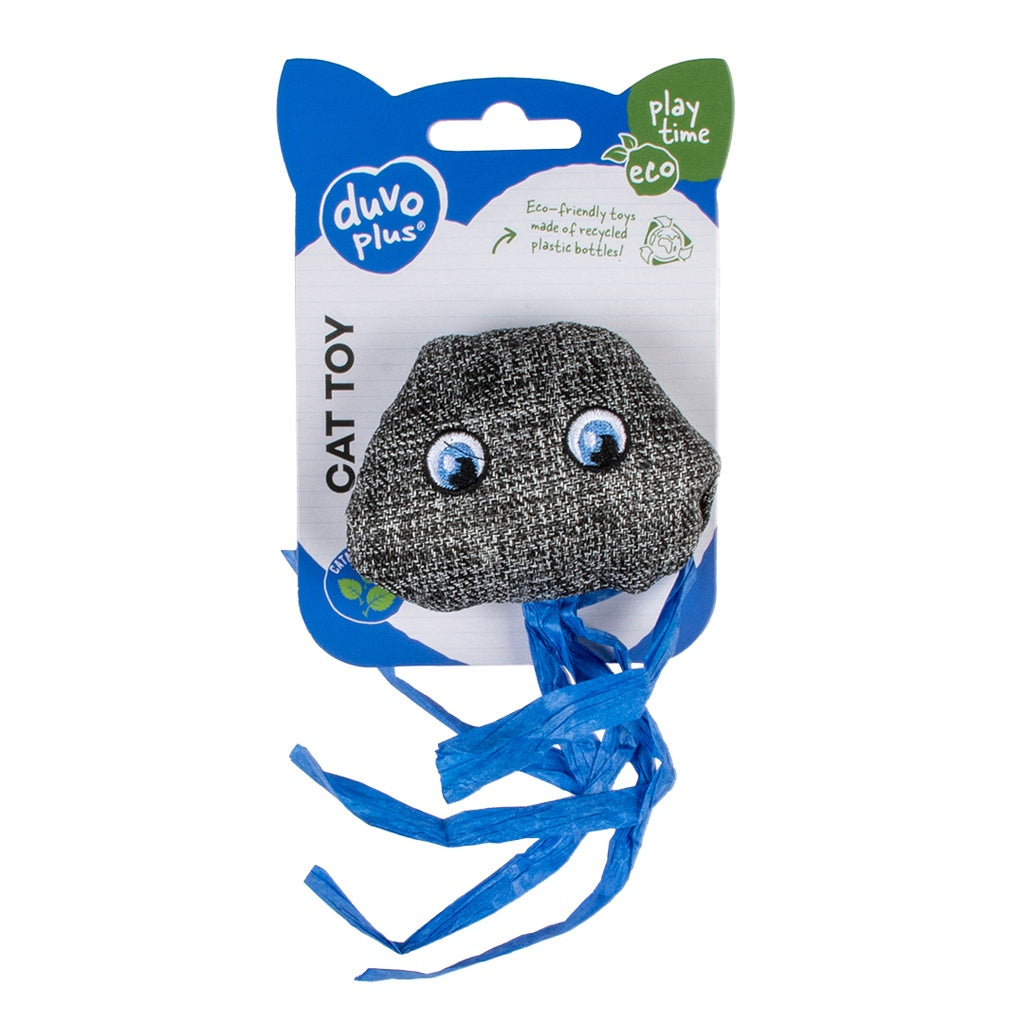 Duvo+ Eco Navy Catnip Jellyfish Toy – 15.5cm Blue/Grey
